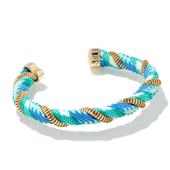 NWT Kendra Scott Masie Gold Full Cuff Bracelet in Turquoise Mix - Picture 1 of 3
